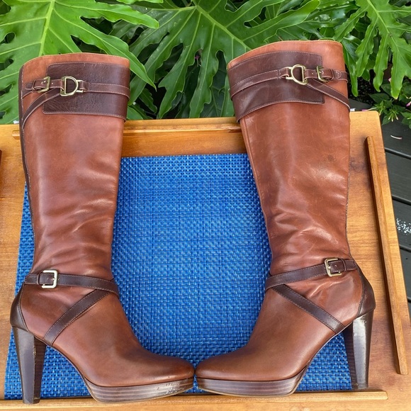 Cole Haan Nike Air Poppy Bit Riding boots brown sequoia chestnut sz. 7 - Picture 5 of 6